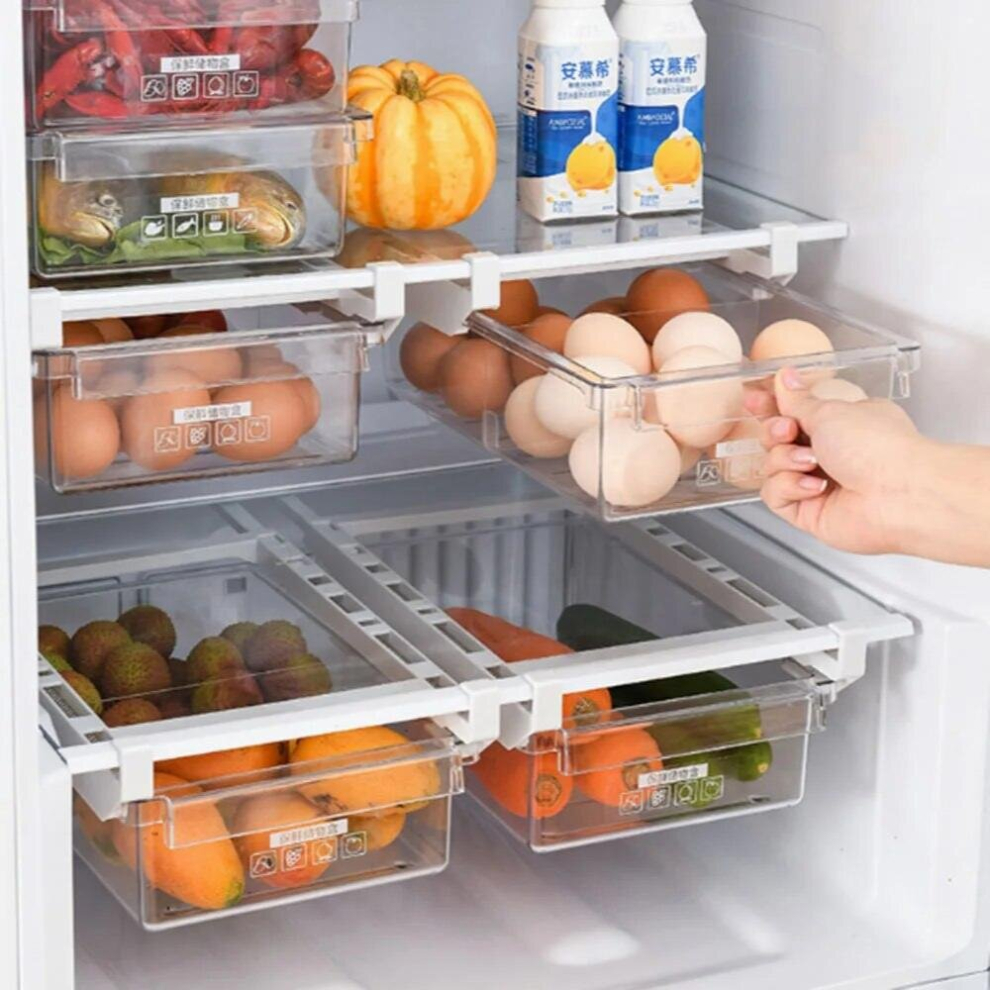 Fridge Organizer Storage Rack Fridge Freezer Shelf Pull-out Refrigerator Storage Box Food Preservation Partition Container-image-OPC-PCSFD97-NEW
