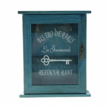 Vintage European Style Wooden Key Storage Cabinet Key Holder Box with Hanging Ho