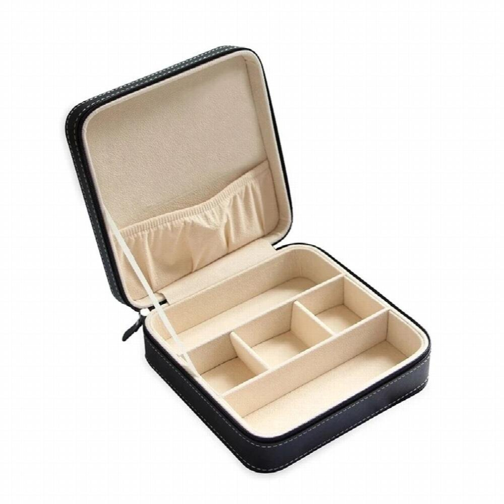 Black Portable Sunglasses Box For Travel Pu Leather Jewelry Organizer Sub-Grid Small Glasses Case Casket Zipper Bag Container Box