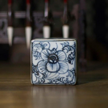 Chinese Old Style Vintage Red Ink Pad Ceramic Calligraphy Stamp Seal Painting Inkpad Storage Box Porcelain Paint Tray