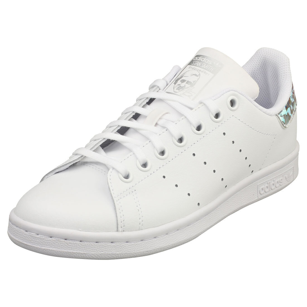 Adidas Stan Smith Kids Classic Trainers In White Silver - 6.5 Uk White,Silver