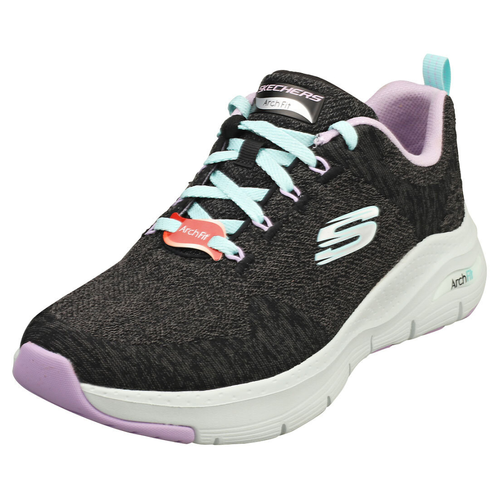 Skechers Arch Fit Womens Fashion Trainers in Black Lavender - 8 UK