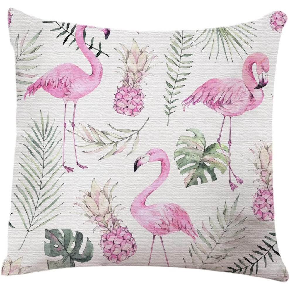 Tropical Leaves Flamingo Pineapple Home Decor Pillowcase for Sofa 18x18 Inches-image-OPC-PCSFTTG-NEW