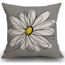 Custom Fashion Home Decor Cushion Case Grey and White Trendy Daisy with Gray and Yellow Square Pillowcase 18x18 Inches 45X45cm