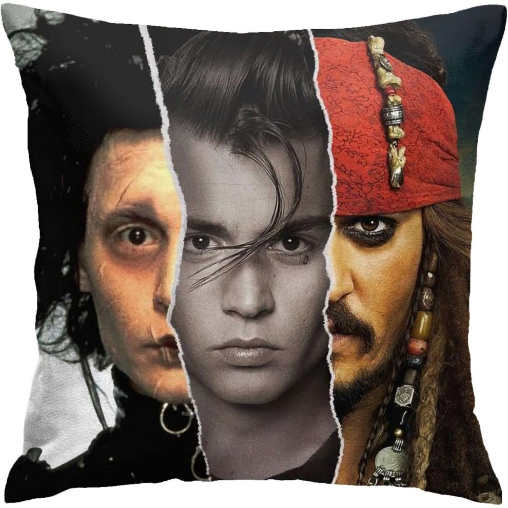 Johnny Depp Pillow Covers Double Sided Plush Pillow Cases Dorm Decor for Bedroom Living Room 18x18 inch-image-OPC-PCSFXGV-NEW