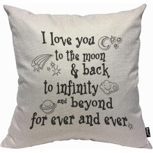 I Love You To The Moon Throw Pillow Covers Star Moon Earth Cloud Spacecraft Sweet Quote on White Background Pillow Case