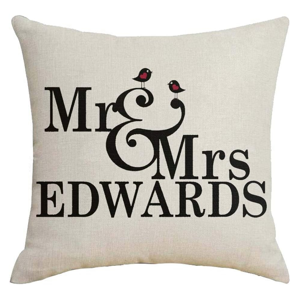 Happy Valentine's Day Mr and Mrs Edwards Cotton Linen 18''X18'' Square Throw Pillow Case Cushion Cover for Home Sofa Bedding-image-OPC-PCSFYYV-NEW