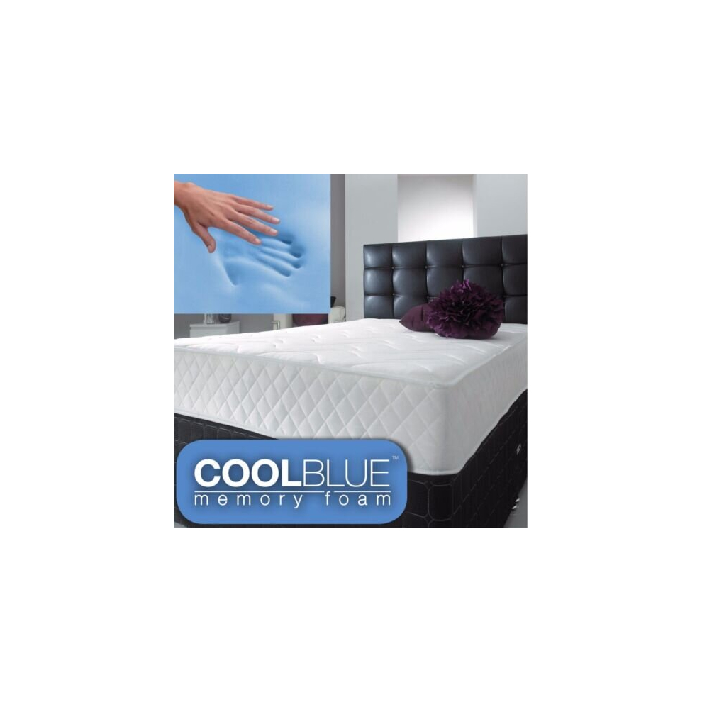 (4ft6) Relax Cool BLUE Spring Memory Foam Hybrid Mattress