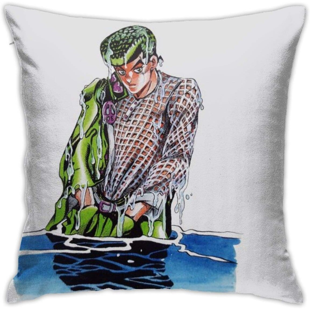 Bizarre Josuke Higashikata Throw Pillow Covers Soft Square Throw Pillow Case Home Decorative(18x18)-image-OPC-PCSG5KX-NEW