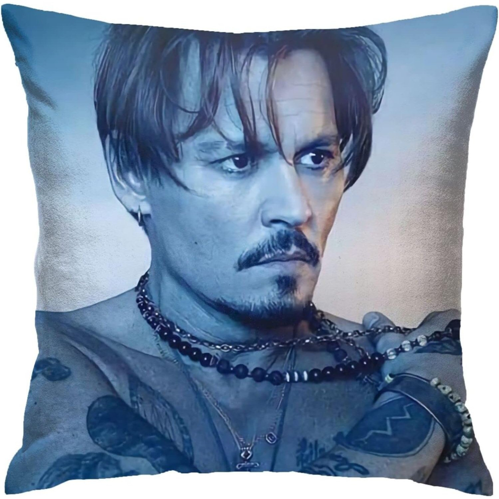 Johnny Depp Pillow Covers Double Sided Plush Pillow Cases Dorm Decor for Bedroom Living Room 18x18 inch