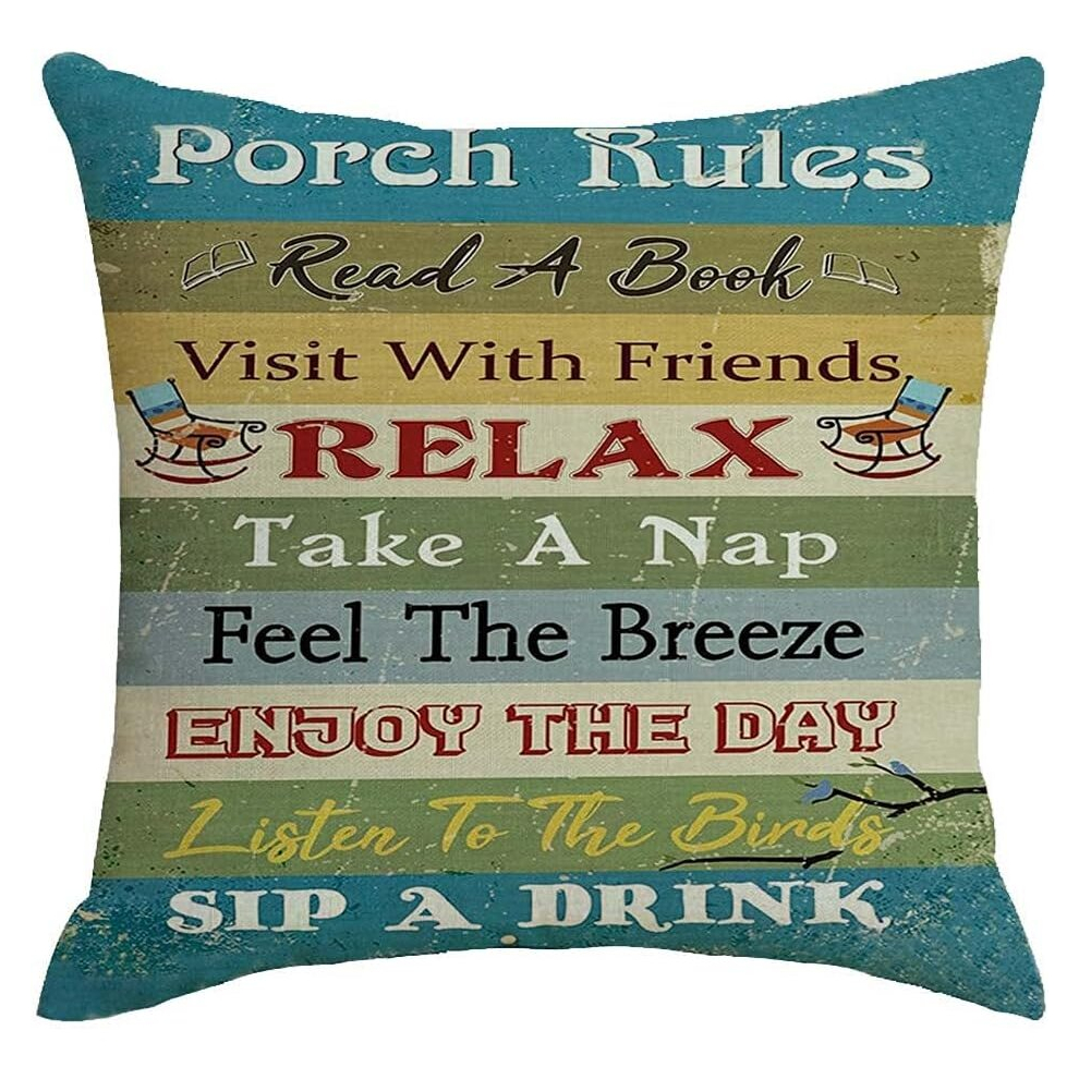Porch Rules Cotton Linen 18''X18'' Square Throw Pillow Case Cushion Cover for Home Sofa Bedding-image-OPC-PCSGBMT-NEW