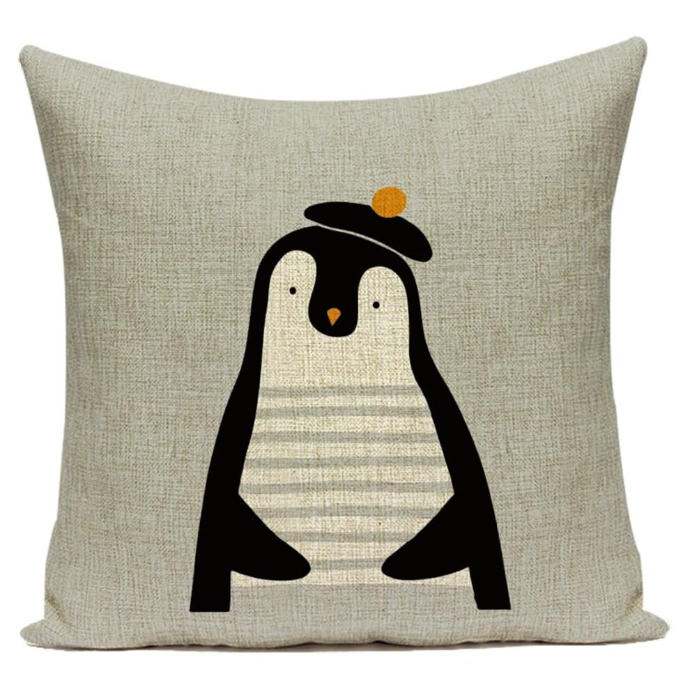Funny Penguin Decorative Cushion Cover Square Pillow Cases Sofa Bed Couch Home Decor 45x45cm/18x18 Inch - 1#-image-OPC-PCSGBRB-NEW