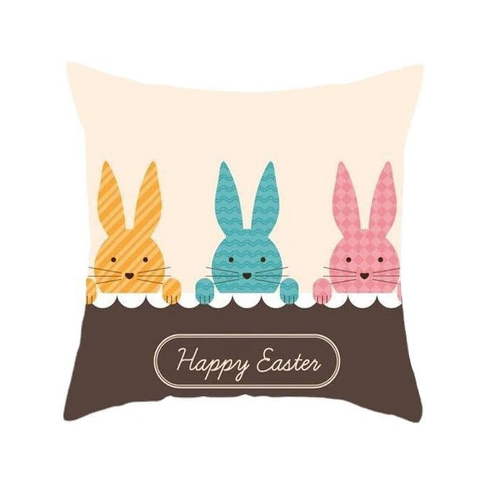 Easter Egg Bunny Print Pattern Pillowcase Sofa Throw Cushion Cover Home Decor Party Easter Decorative Pillow Case,Linen,Flesh #1,45*45cm-image-OPC-PCSGBYJ-NEW