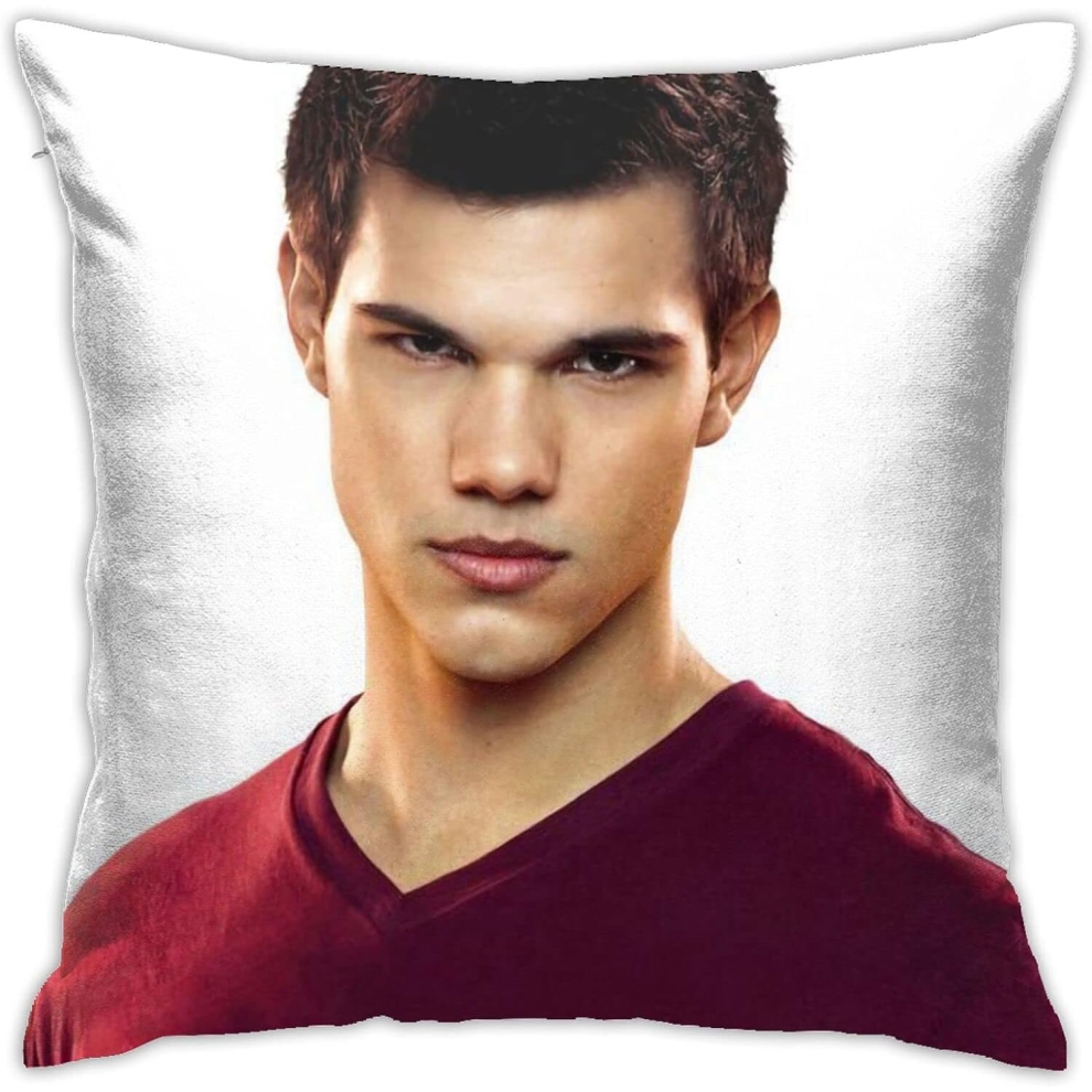 Taylor Lautner Pillow Covers Double Sided Plush Pillow Cases Dorm Decor for Bedroom Living Room 18x18 inch-image-OPC-PCSGCXV-NEW