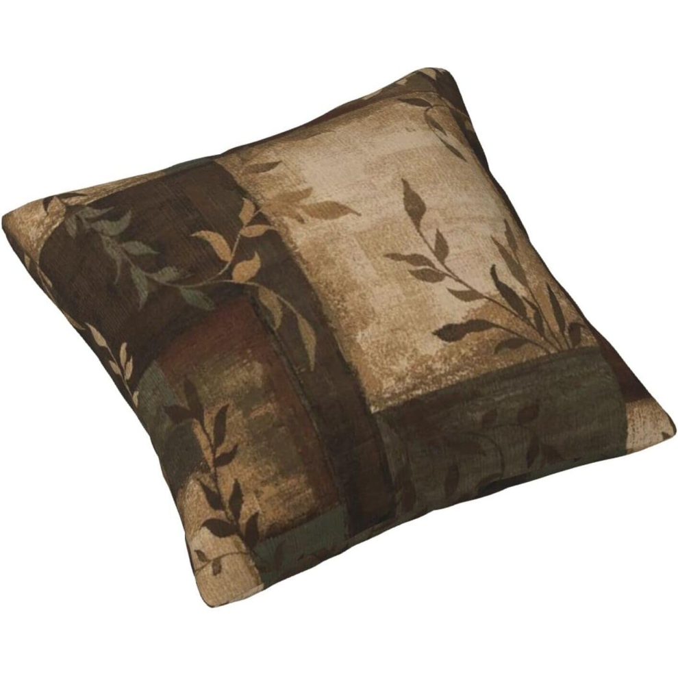 Vintage Geometry Lodge Leaves AreaThrow Pillow Covers 16x16 Inch Decorative Velvet Pillow Cases Square Zipper Pillowcases for Home Decor-image-OPC-PCSGCHT-NEW