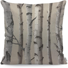 Birch Cushion Cover Tree Trunk Nature Decorative Throw Pillow Covers, Sofa Pillow Case 45X45 Cm