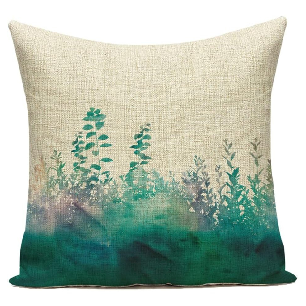 Throw Cushion Covers Square Pillow Covers Soft Linen Pillowcases Geometry Living Room Sofa Bedroom Linen 45*45cm/18*18Inch,11# Khaki + Blue-image-OPC-PCSGFHQ-NEW