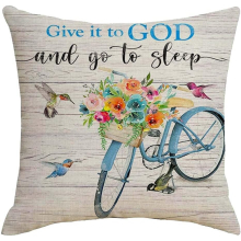Give it to God and Go to Sleep Cotton Linen 18X18 Square Throw Pillow Case Cushion Cover for Home Sofa Bedding, 45X45CM