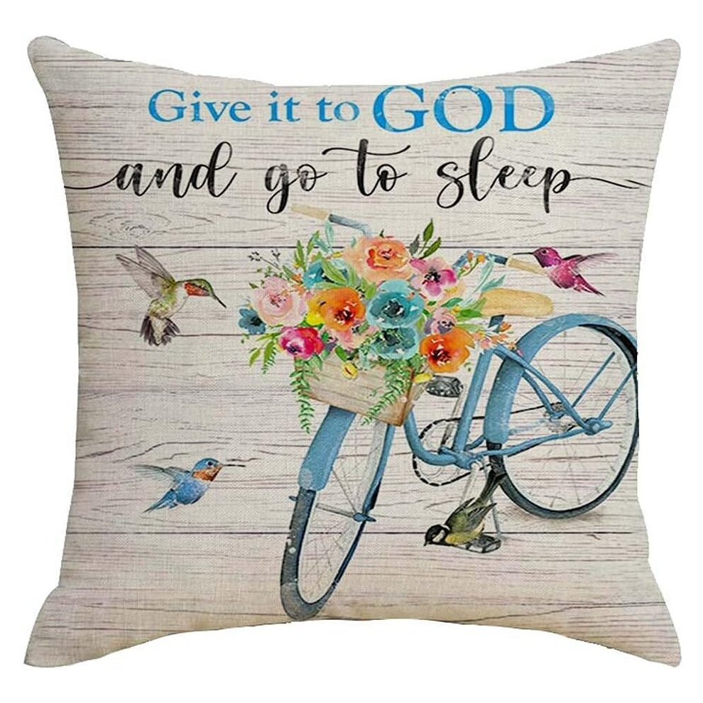 Kerota Give It To God And Go To Sleep Cotton Linen 18X18 Square Throw Pillow Case Cushion Cover For Home Sofa Bedding, 45X45cm