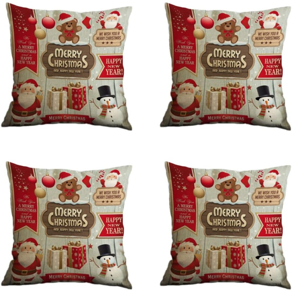 Nunubee Set of 4 Christmas Decorations Throw Pillow Covers Cushion Cover Square Pillow Cases 18x18 Inch / 45x45 CM - Christmas 4-image-OPC-PCSGHGF-NEW