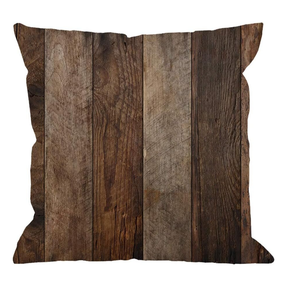 Wood Square Pillow Cushion Cover,Rustic Wood Plank Wooden Dark Floor Cotton Linen Cushion Covers Home Decorative Throw Pillowcases 18x18inch, Brown