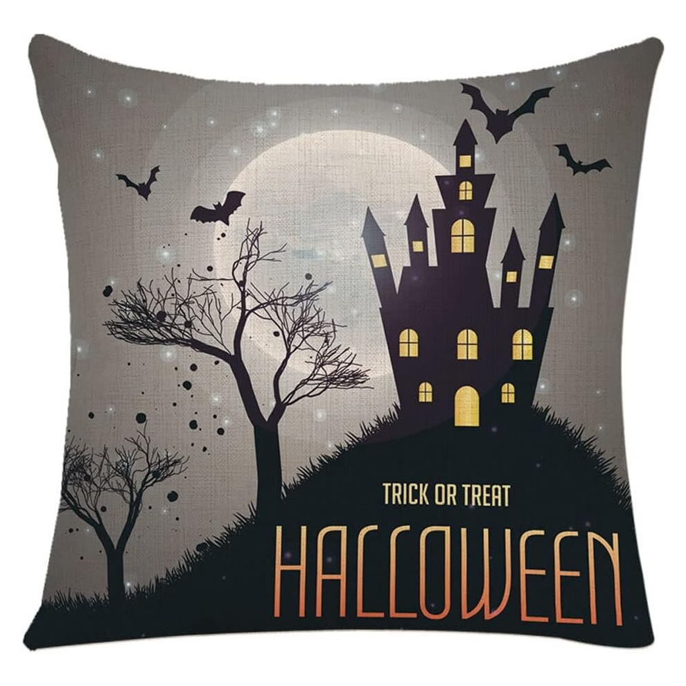 Halloween Cushion Cover Pillow Covers Halloween Decorations Crow Castle Scarecrow Throw Pillowcase Halloween Cushion Covers 45*45cm Linen#11-image-OPC-PCSGK8G-NEW