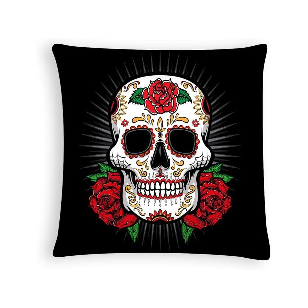 Hallowen Skull Head Cushion Cover Watercolor Human Head Bone Pillowcases Men Women, Pillow Cover Living Room Farmhouse 45*45cm Polyester#5-image-OPC-PCSGM2W-NEW