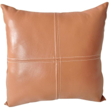 Faux Leather Throw Pillow Decorative PU Cushion Waist Pillow (Light Brown).