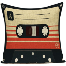 Retro Audio Cassette Cushion Cover,Music Record Player Print Linen Throw Pillow Case Home Decorative 45*45cm #14