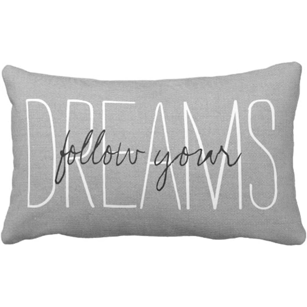 Emvency Rustic Gray Follow Your Dreams Decorative Pillow Case Monogram Home Decor Rectangle Queen Size 20x30 Inch Cushion Pillowcase-image-OPC-PCSGPPM-NEW