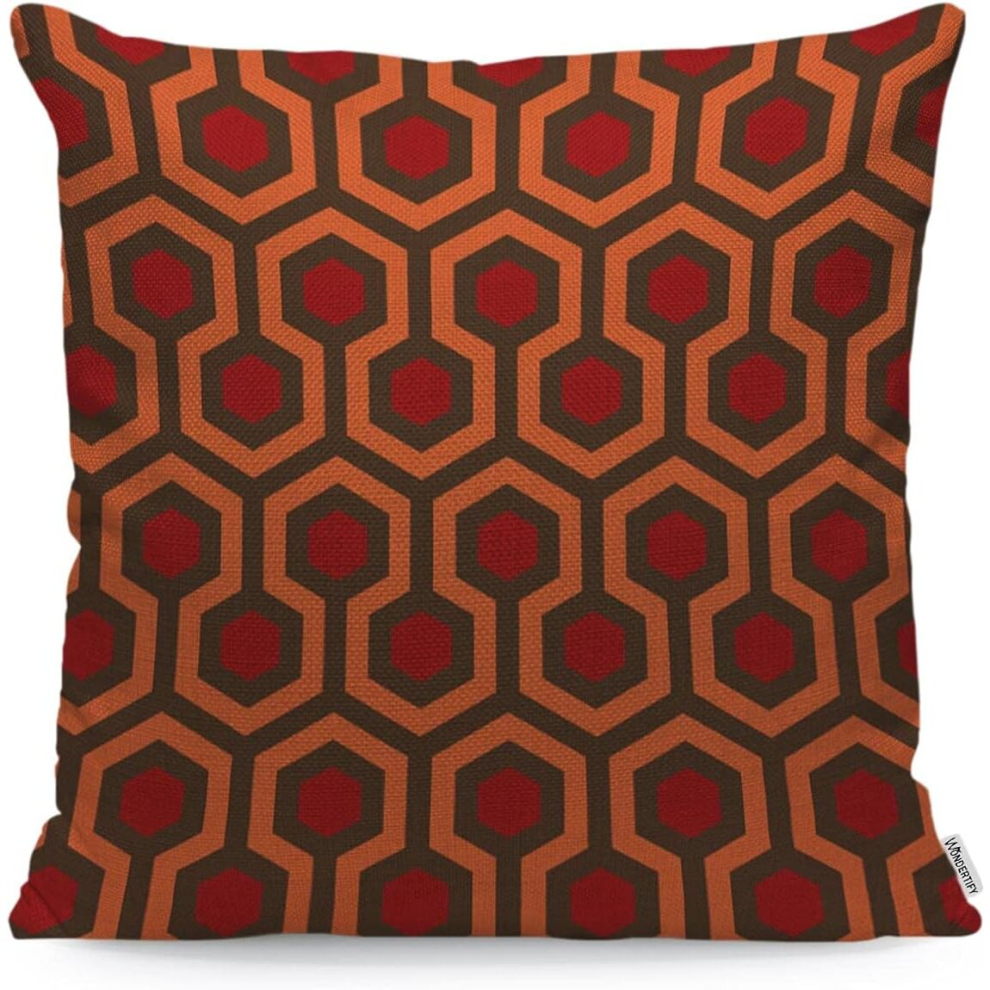 Kerota Red/Orange/Dark Hexagon Geometric Cushion Cover Trellis Polygon Decorative Throw Pillow Covers For Couch, Bed Sofa Pillows Case Brown 45X45 Cm