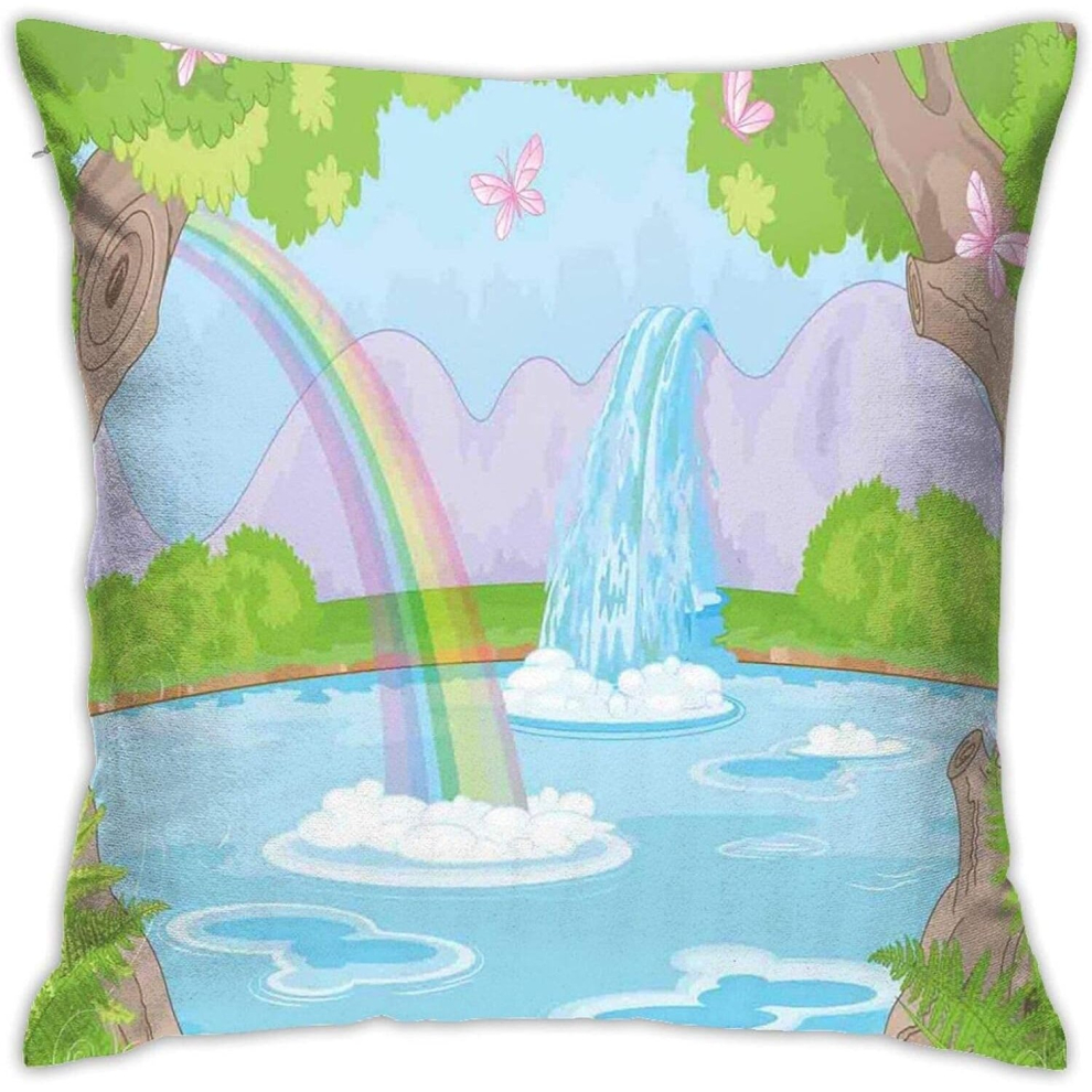 Kerota Fairy Landscape Design With Waterfall And In The Lake Kids Nursery Cartoonhome Decor Pillow Covers 1818 Inch