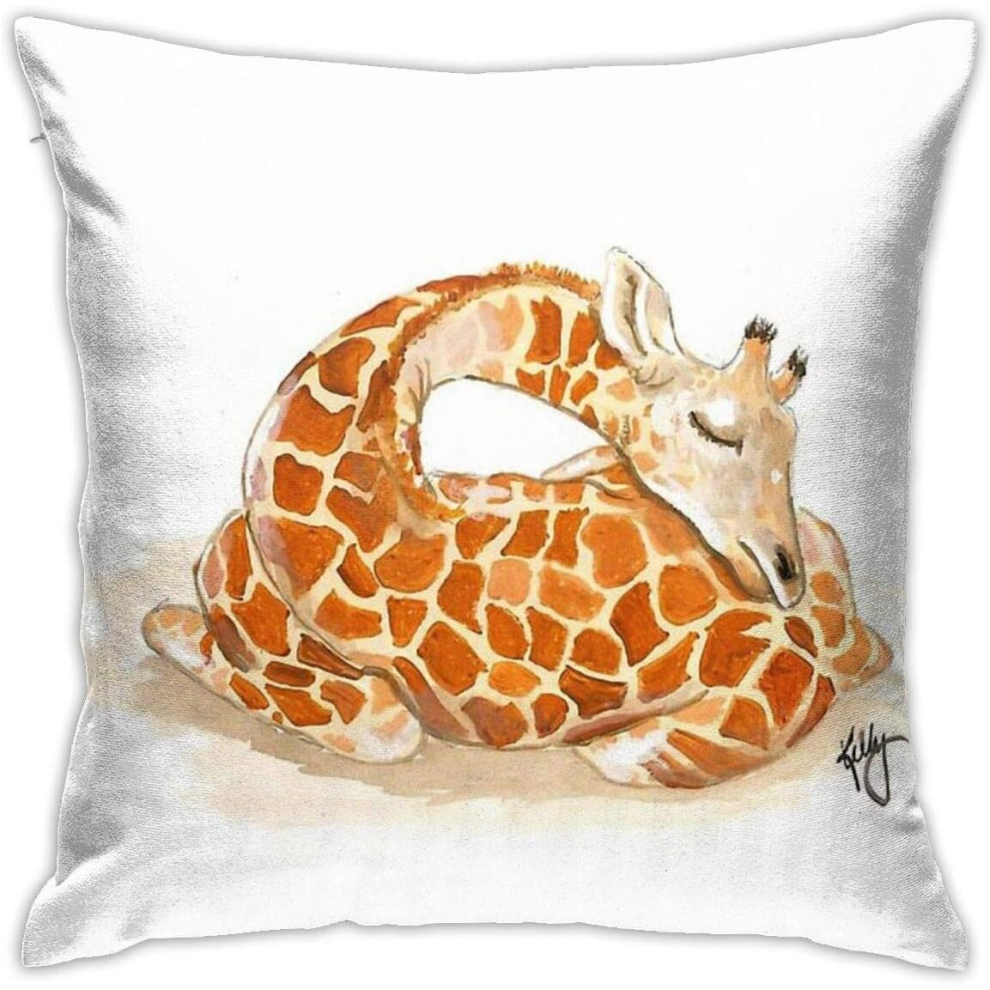 Sleeping Baby Giraffe Cushion Throw Pillow Cover Decorative Pillow Case 45Cm*45Cm Kerota