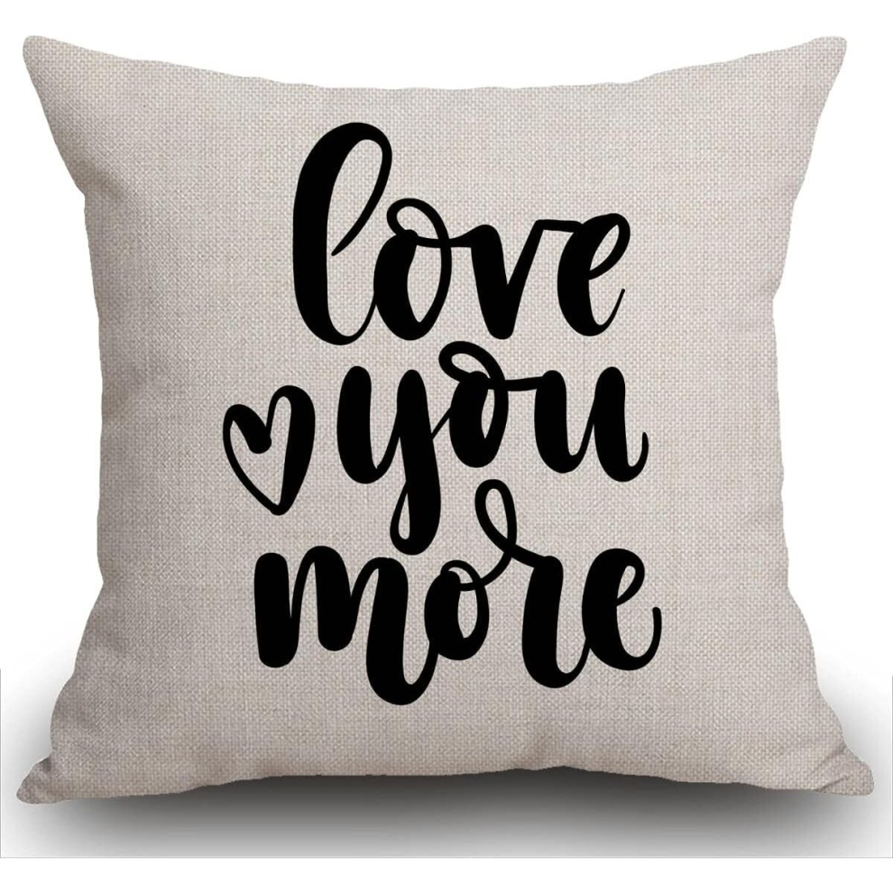 Cushion Cover 45 x 45 cm - Love You More, Calligraphy, Home Decor, Wedding Gift, Engagement Present, Housewarming Gift, Throw Pillow 18X18 inches-image-OPC-PCSGX28-NEW