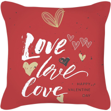 Red Watercolor Valentine's Day Letter Pillow 45 * 45cm/17.7 * 17.7in Throw Pillows Without Covers (A, A)