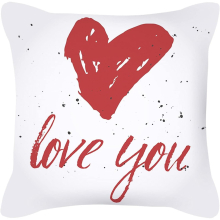 Red Watercolor Valentine's Day Letter Pillow 45 * 45cm/17.7 * 17.7in Throw Pillows Without Covers (B, A)
