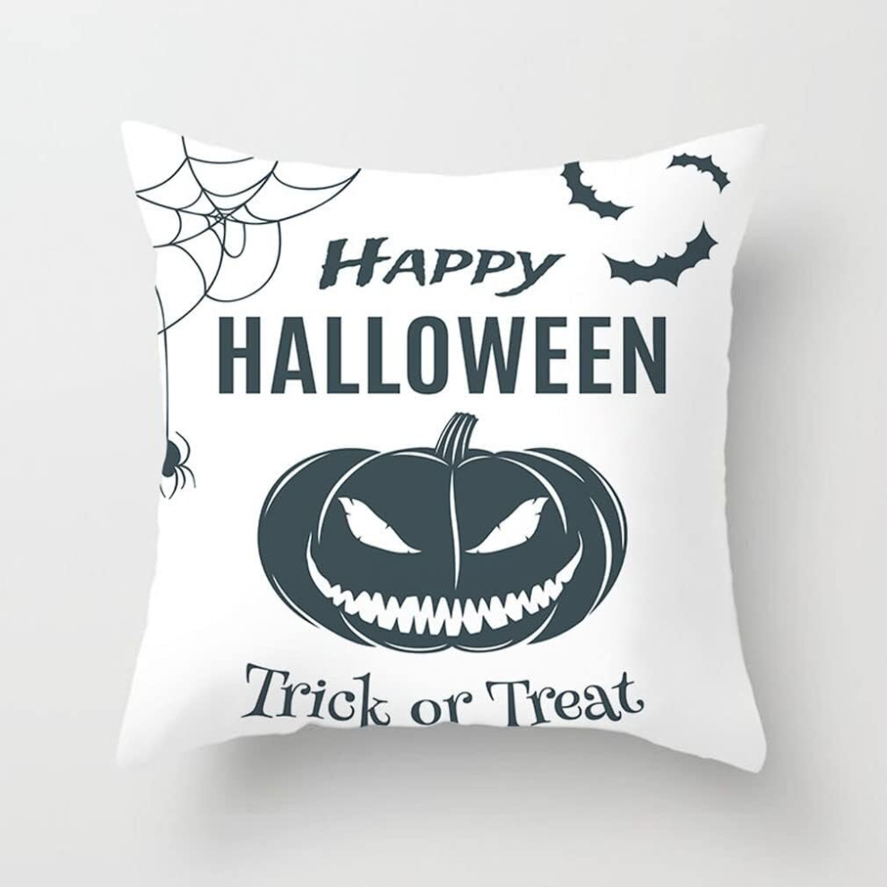 Halloween Cushion Covers,Black Ghost Skull Head Cushion Covers, Pumpkin Linen Cushion Cover, Throw Pillow Cases Sofa Halloween Decorations 45*45 #26-image-OPC-PCSGWHB-NEW