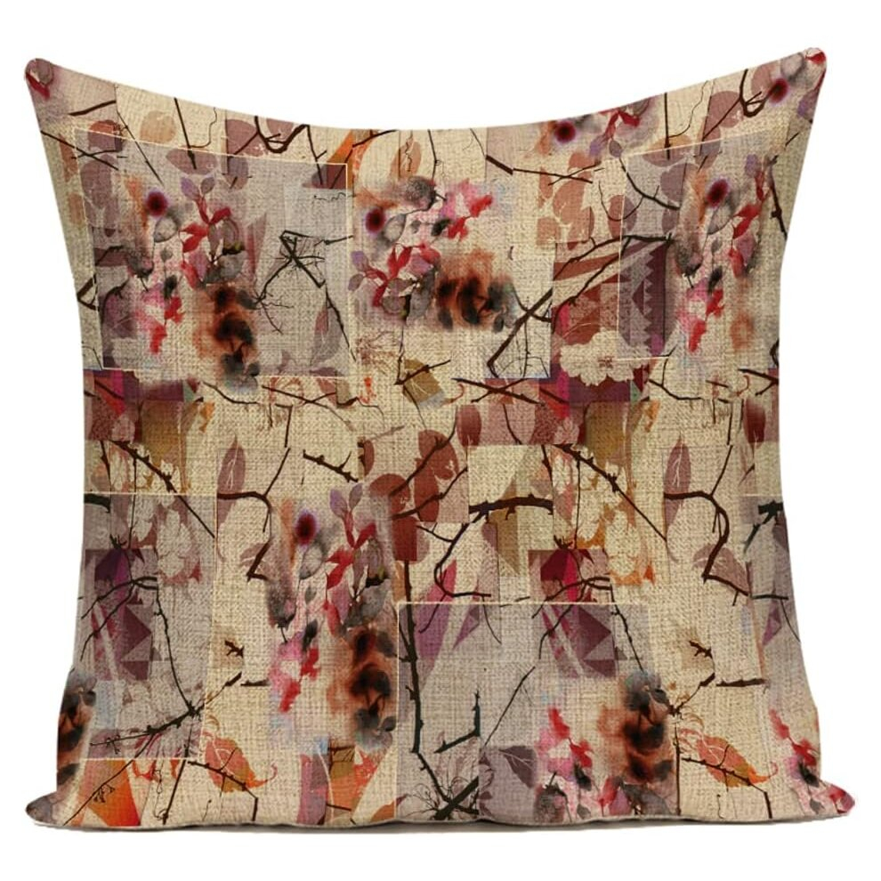 Cushion Cover Flowers,Colorful Floral Throw Pillow Case Decorative Home Sofa Bedroom Living Room Protector,Beige #12,45*45cm-image-OPC-PCSH2HZ-NEW