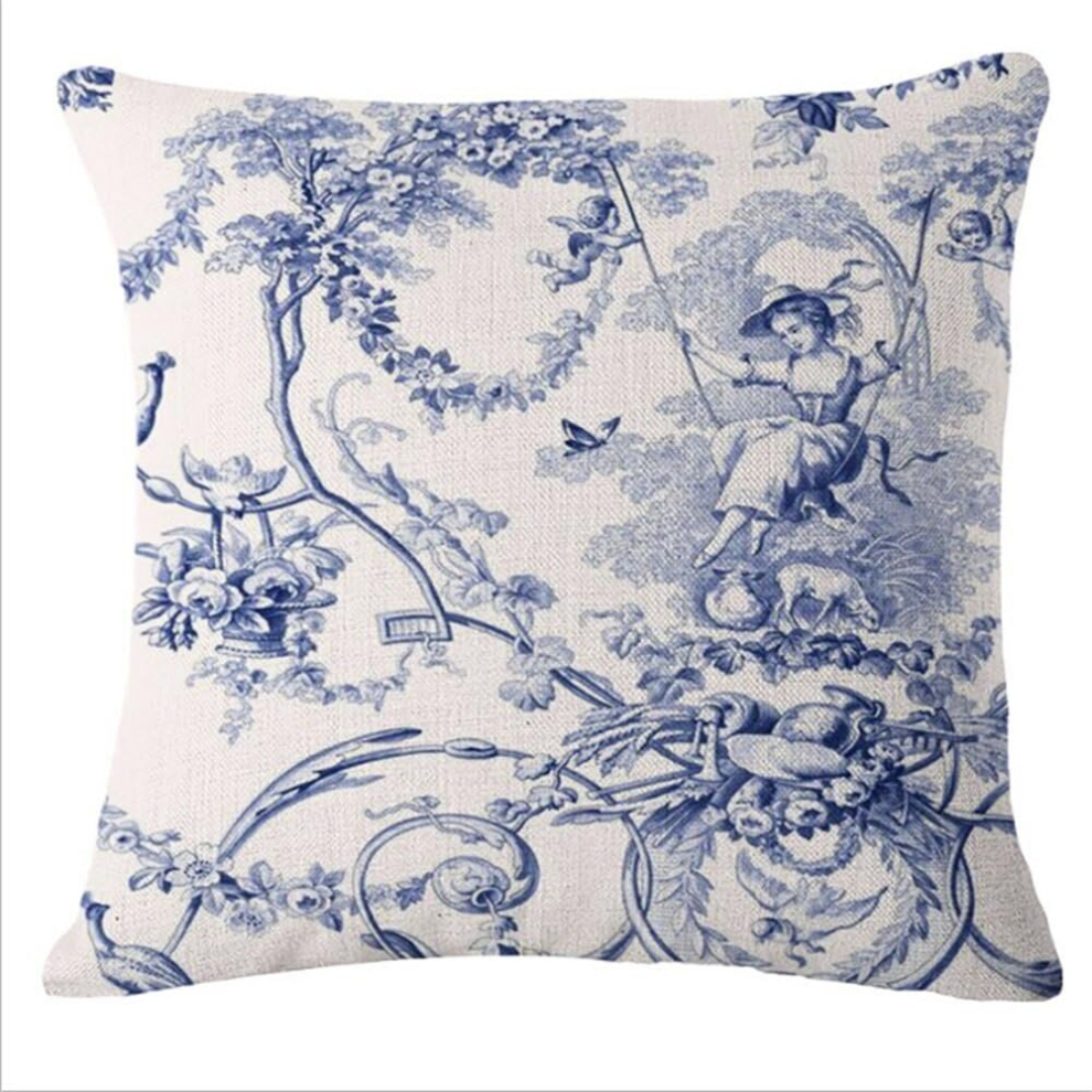 Chinese Style Blue and White Porcelain Cotton Throw Pillow Covers 18X18 Inch Cushion Covers Pillowcase Decorative for Sofa Bed Home Pattern 09-image-OPC-PCSH9NJ-NEW