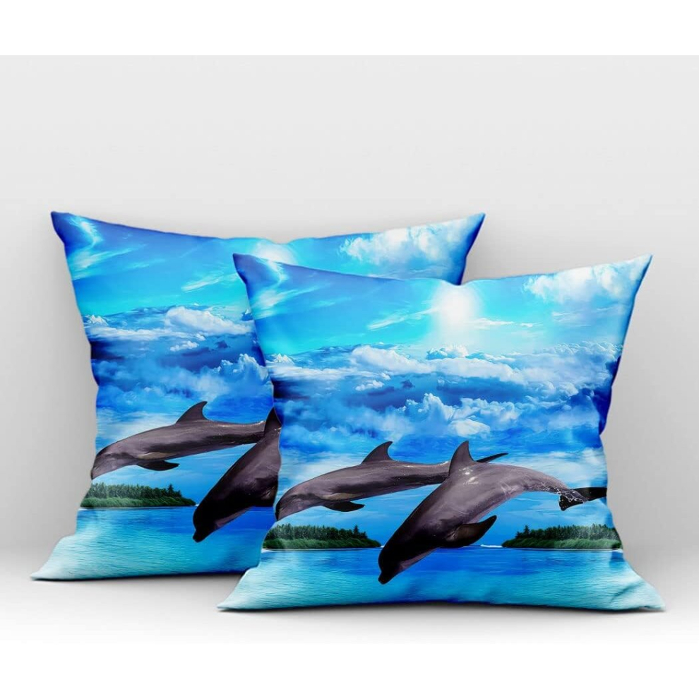 45x45 cm 2er Set Kissenbezug KissenhÃ¼lle Home Decor Dekokissen Sofa Werfen KissenbezÃ¼ge Pillowcases Blauer Himmel Wolken Wale Delfine-image-OPC-PCSH8GP-NEW