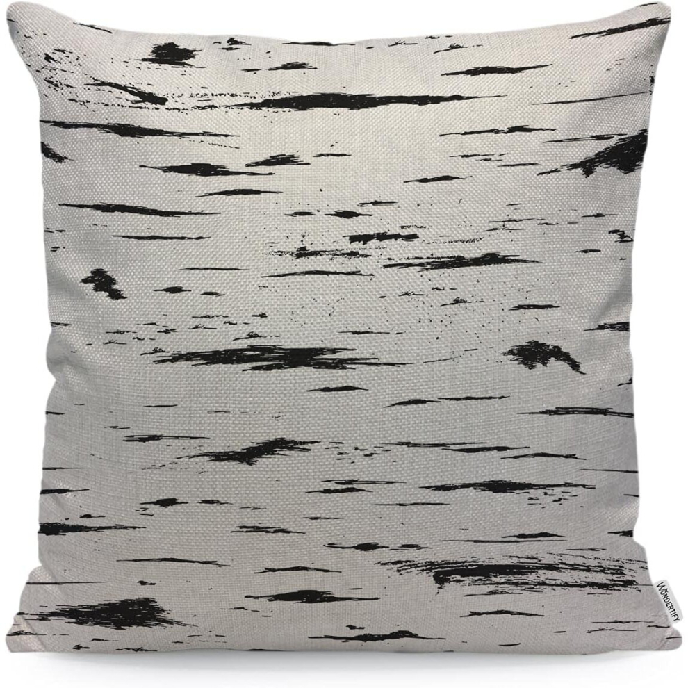 Bark Scratch Paint Cushion Cover White Tree Birch Black Stripes Decorative Throw Pillow Covers, Sofa Pillow Case 45X45 Cm