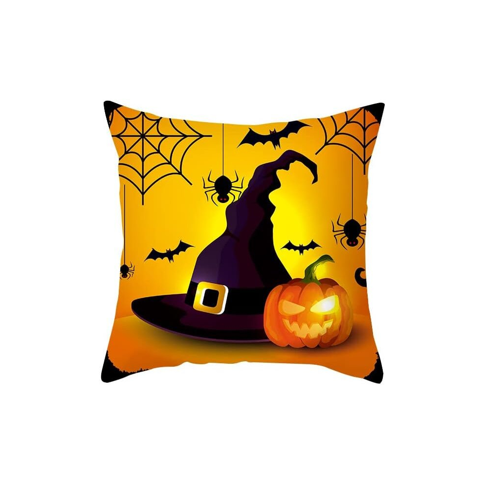 Decorative Pillows Halloween Pumpkin Head Castle Peach Skin Pillowcase, Tpr390-2,45*45Cm (Excluding Pillow Core)-image-OPC-PCSHDZC-NEW