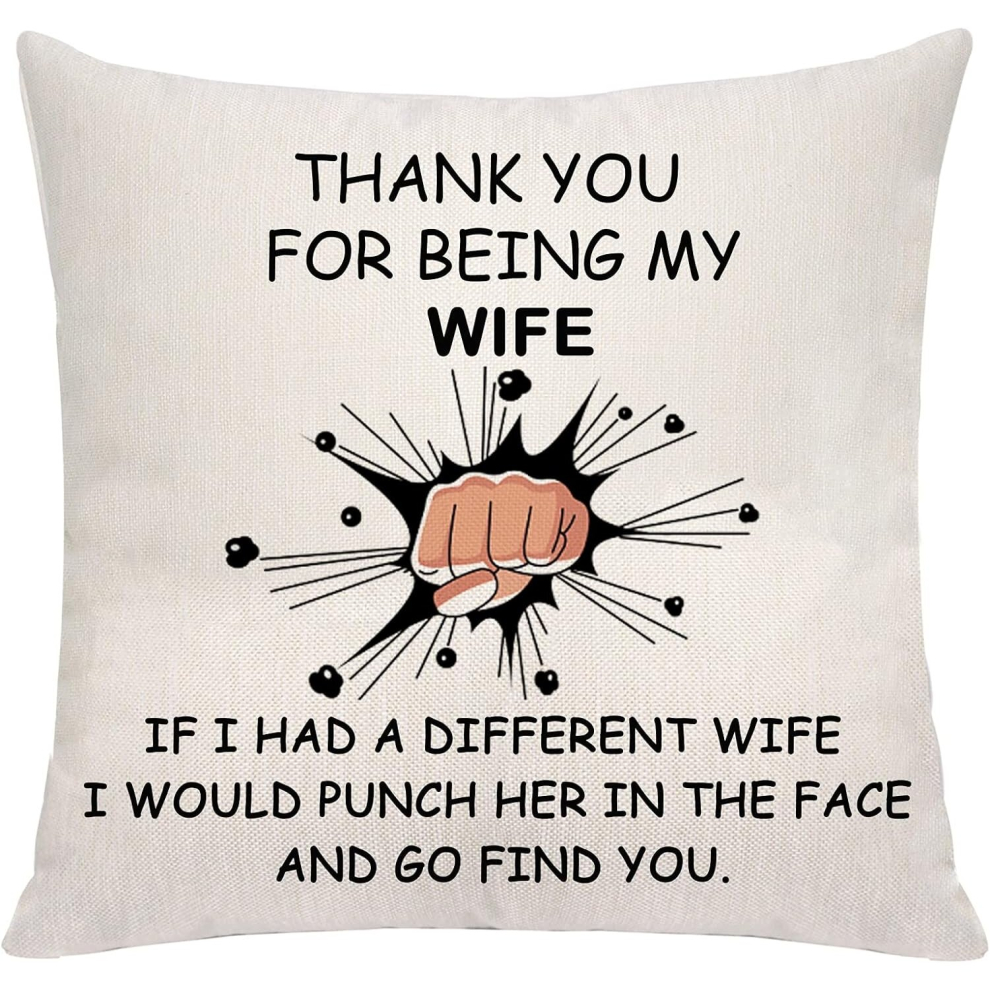 VAVSU Best Gift to Wife From Husband,18x18 Inch Hug Cushion Cover Sofa Pillow Cases to Wife for Valentines Day Christmas Wedding Gift (Wife)-image-OPC-PCSHFQ5-NEW