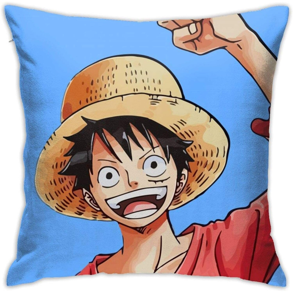 Square Decorative One Piece Luffy Raised His Fist Throw Pillow Covers,pillowcase Cushion Cover for Home Office Sofa 18" x 18"-image-OPC-PCSHFXP-NEW