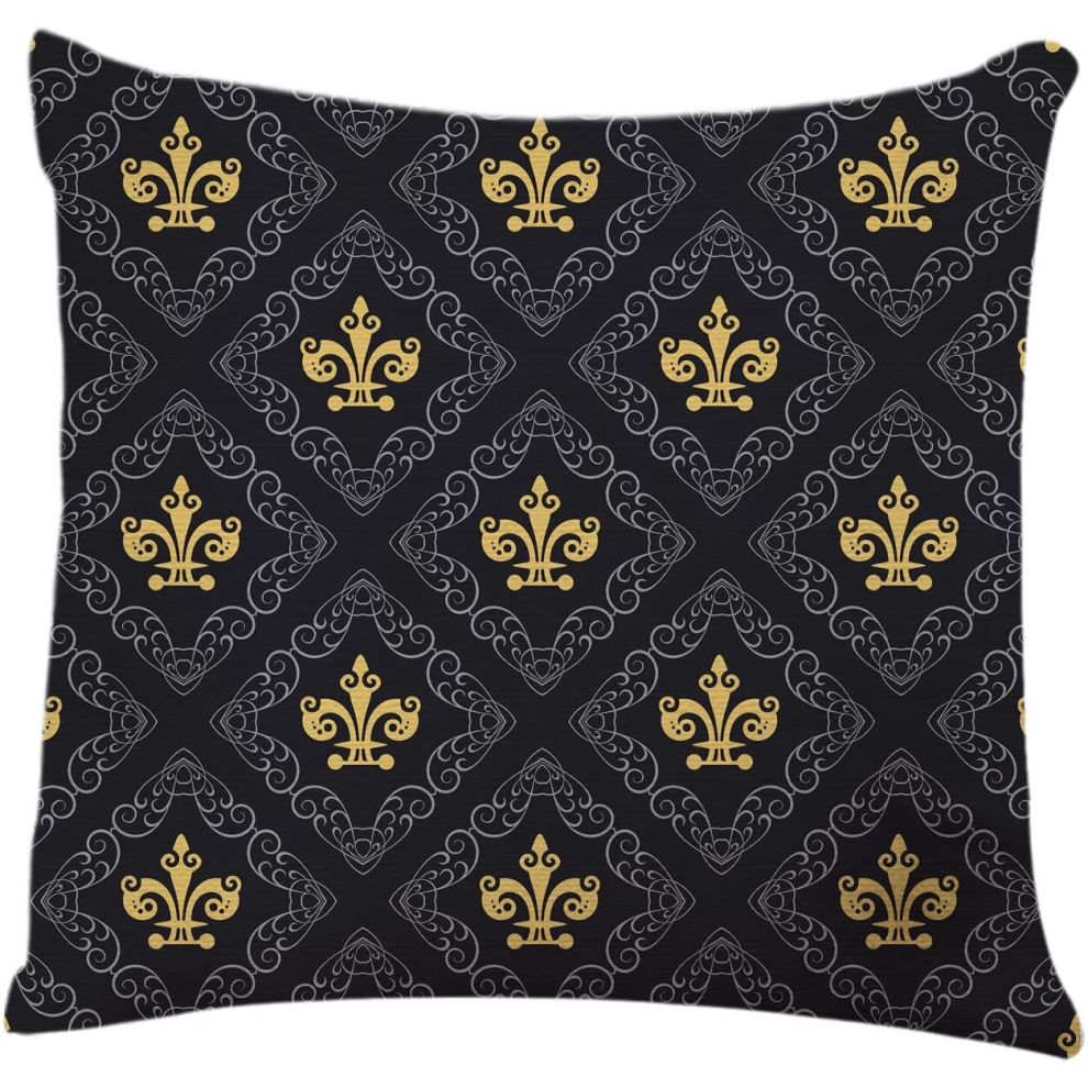 Golden Fleur De Lis Classical Pattern Home Decor Pillowcase for Sofa 18x18 Inches-image-OPC-PCSHGMG-NEW