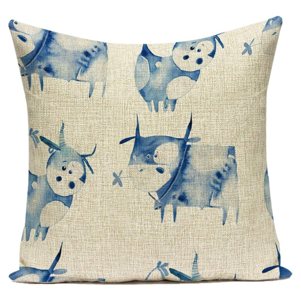 Cushion Cover Cartoon Animal Decorative Cotton Linen Square Pillowcase Sofa Couch Car Bedroom Home DÃ©cor 45*45cm/18 x 18Inch #9-image-OPC-PCSHJGW-NEW