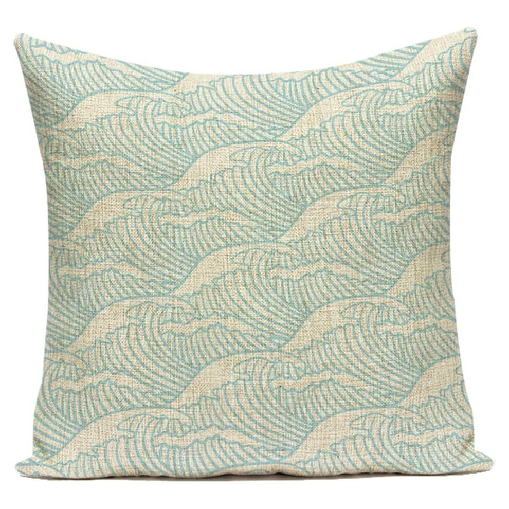 Light Ocean Waves Printing Linen Cushion Cover Home Decor 45x45cm/18x18 Inch - No.3-image-OPC-PCSHJK2-NEW