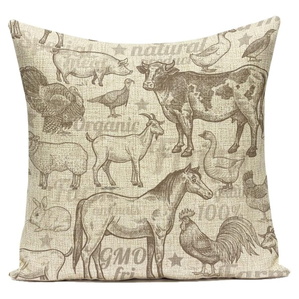 Cushion Cover Cartoon Animal Decorative Cotton Linen Square Pillowcase Sofa Couch Car Bedroom Home DÃ©cor 45*45cm/18 x 18Inch #8-image-OPC-PCSHK5H-NEW