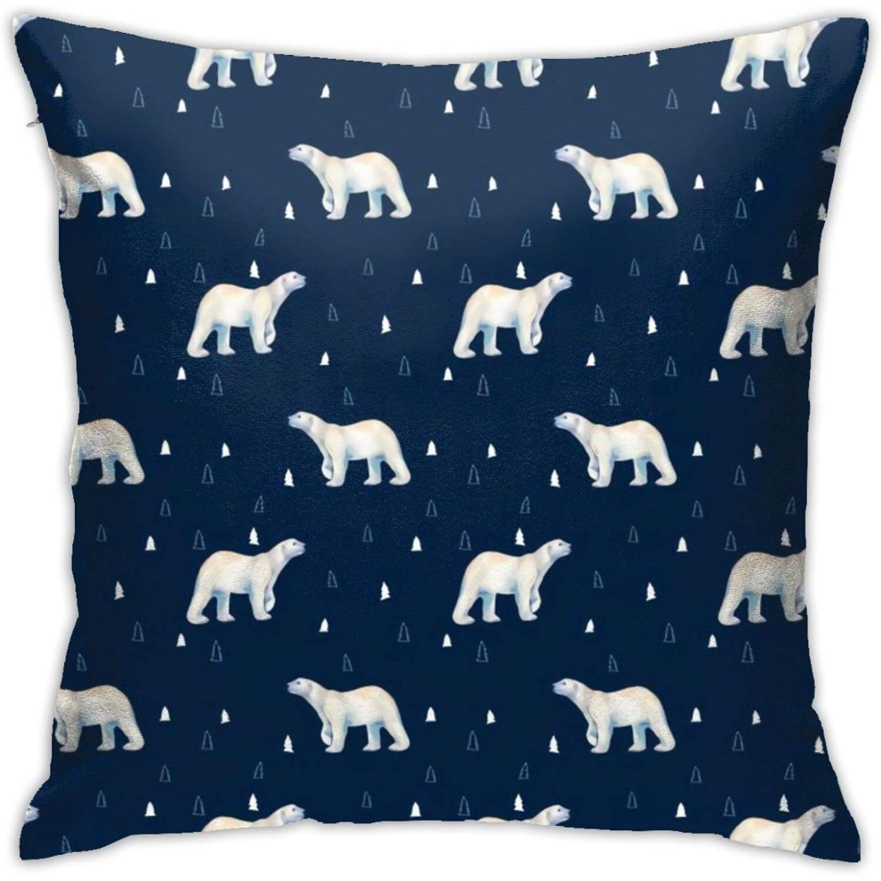 Polar Bear Dark Navy 18x18 inch Throw Pillows Covers Pillows Couch Bed,Living Room,Home Decorative Square Cush.-image-OPC-PCSHK25-NEW