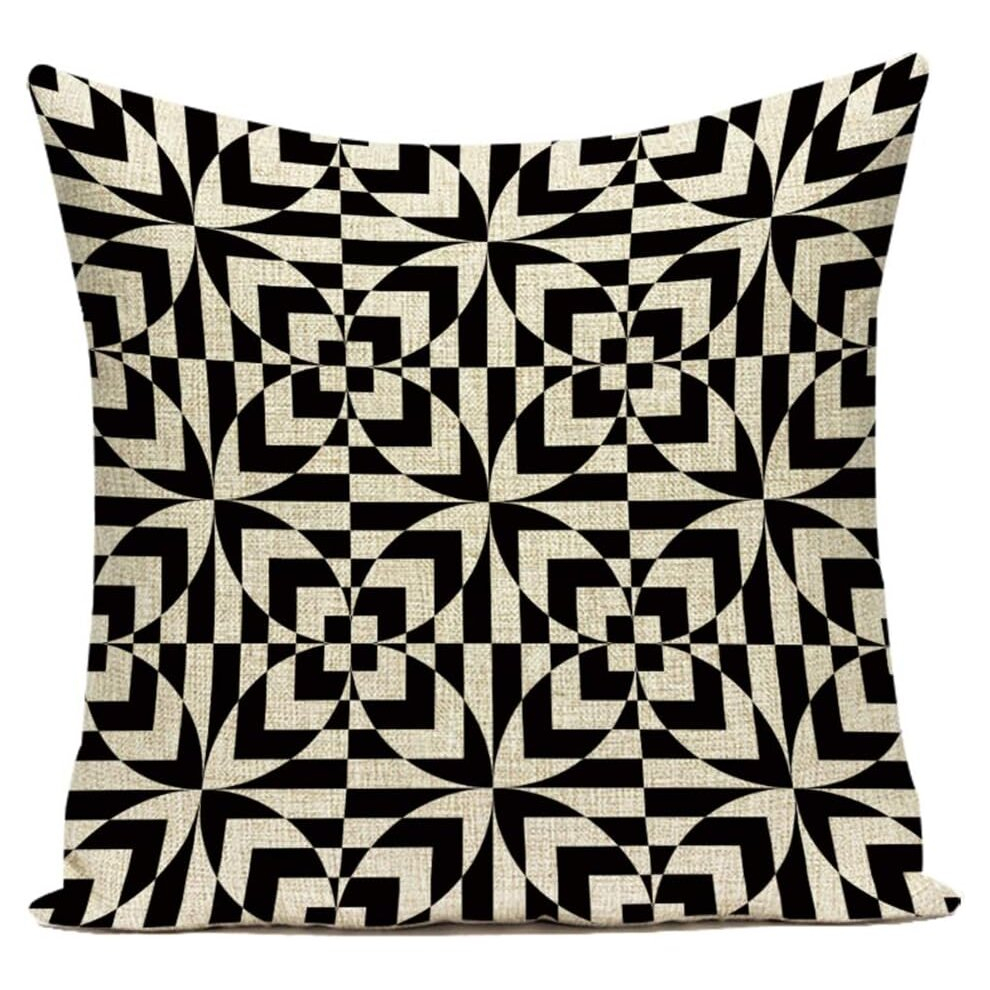 Black Geometric Figures Decorative Cushion Cover Square Pillow Cases Sofa Bed Couch Home Decor 45x45cm/18x18 Inch - No.1-image-OPC-PCSHP6B-NEW